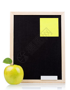 白色背景上的小木制空白黑板图片