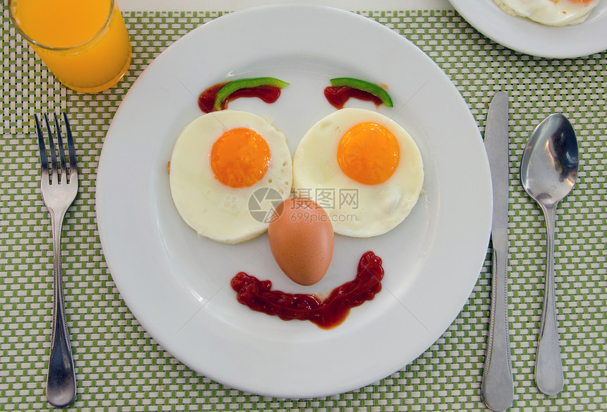 快乐的脸煎蛋早餐图片