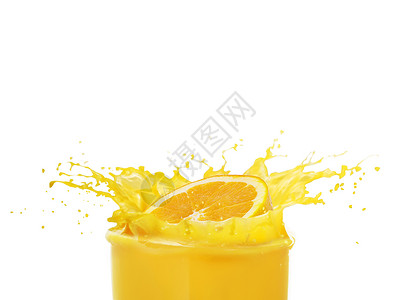 橙汁溅上白色孤立图片