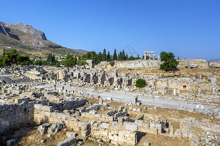 古科林斯废墟在夏天希腊图片