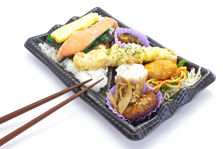日式现成饭盒便当筷子图片