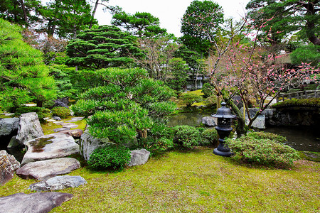 日式庭园背景图片