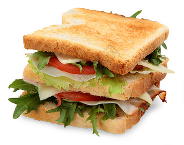新鲜三明治含火腿和蔬图片