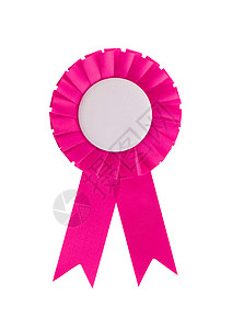 奖章带以粉红色的白背景图片