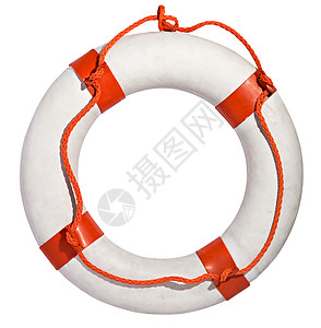 干净的白色救生圈救生圈或带红绳的救生圈背景图片