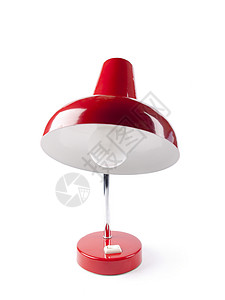 一盏带灯泡的老式红色台灯图片