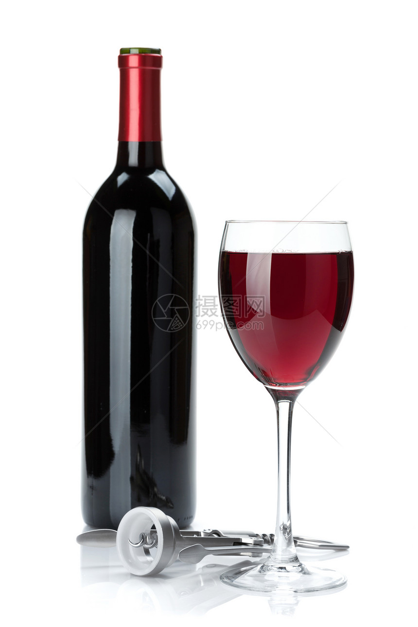 白色背景的红酒瓶图片