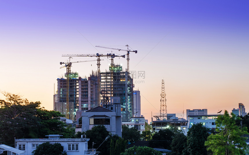 泰国曼谷黄昏建筑工地图片