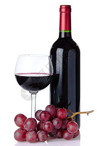 瓶装红葡萄酒和一杯红葡萄图片