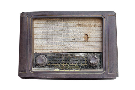 老式收音机上白色孤立图片