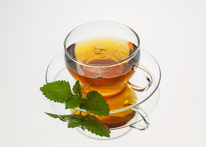 茶壶薄荷饮料杯子孤立亚洲抠出香气凉茶健康热饮在白色背景图片
