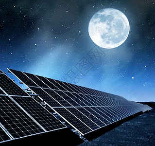 太阳能电池板在晚上图片