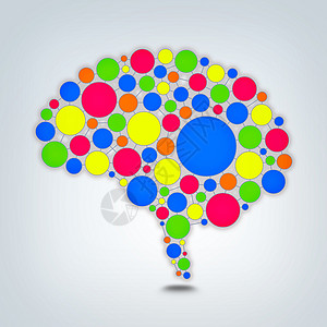 高品质彩色圆圈排列形成大脑图片