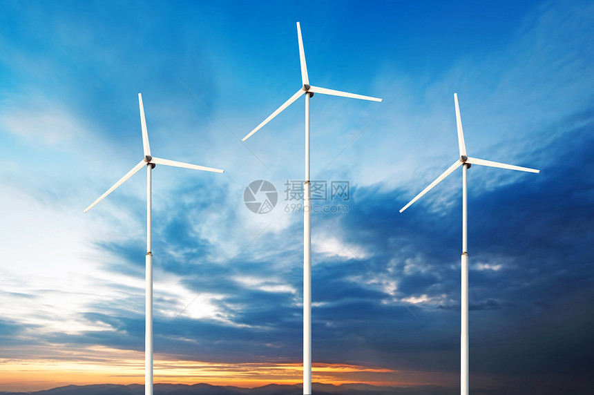 绿色可再生能源概念空中风力图片
