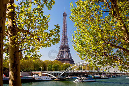 Eiffel铁塔船在法图片