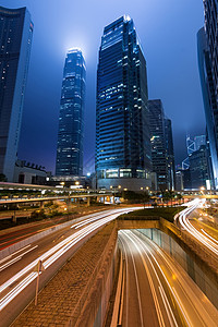 香港的市内夜景车动灯光模图片