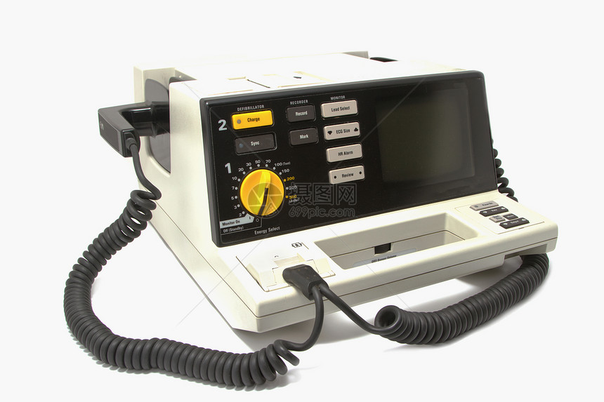 数字紧急电动除颤器设备白色背景医疗设备图片