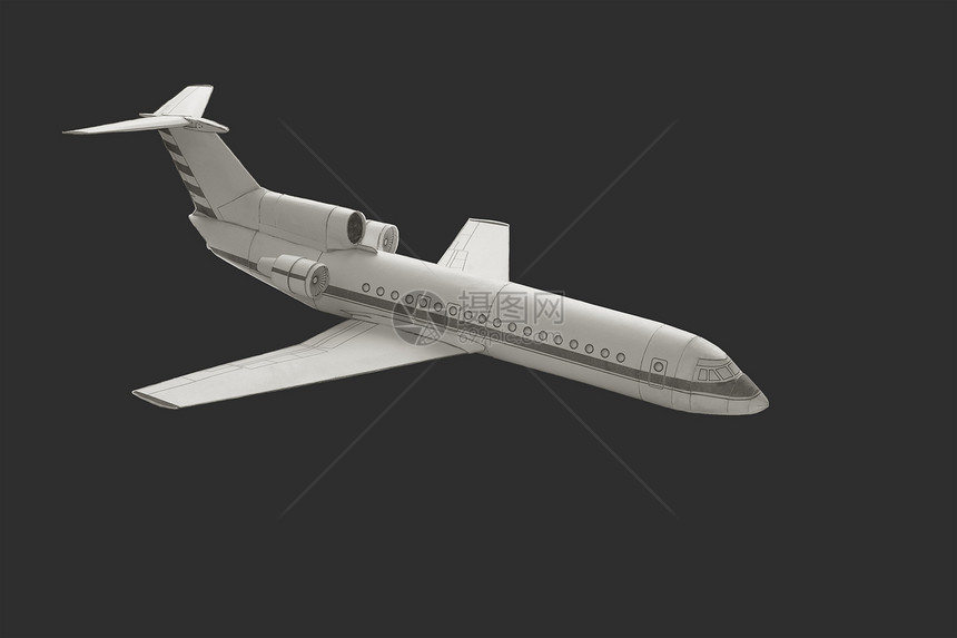 模型飞机纸的细节在黑暗灰色背图片