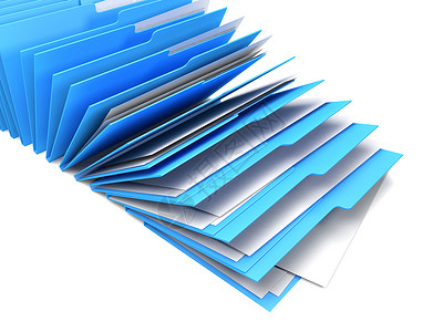 一排蓝色文件活页夹白色背景图片
