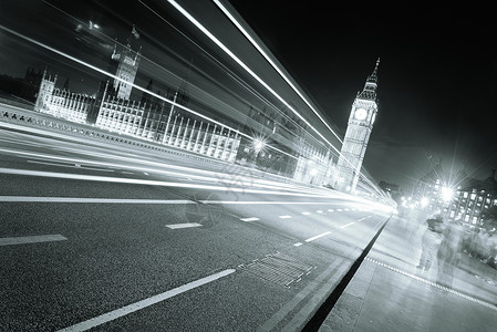 伦敦晚上在威斯敏特大桥和大本图片