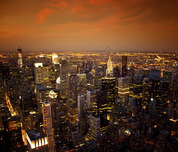 日落时纽约市天线的A图片