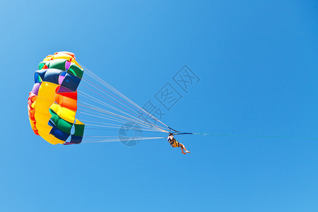 夏日在蓝天的降落伞图片