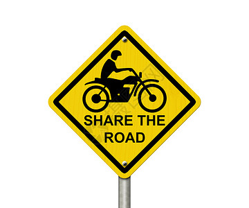 分享道路警告标志路警信号和白纸上隔着的摩托车图标图片