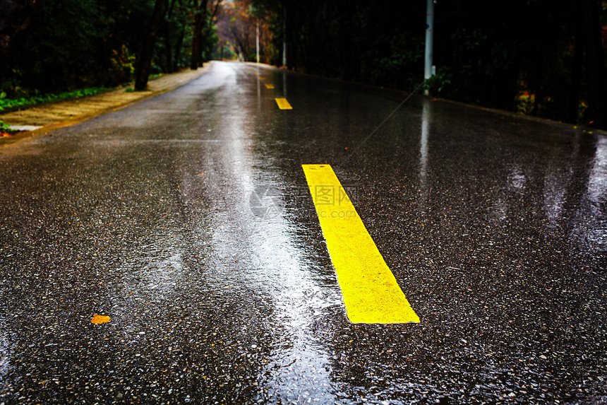 雨沥青路图片