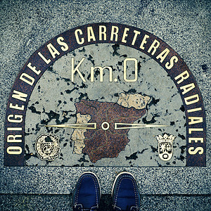 踏上西班牙马德里PuertadelSol的千米零点图片