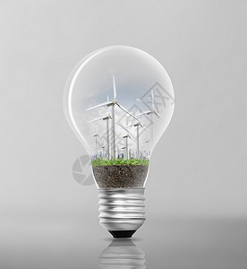 电灯泡和绿色能源城市图片