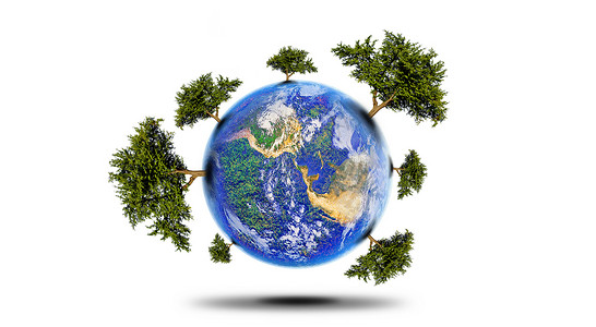 保护环境概念有树的地球图片