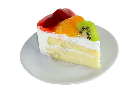 白色背景上的水果蛋糕白菜背景图片