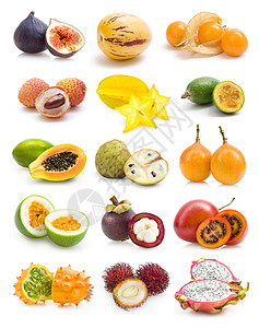 白色背景上的异国水果系列背景图片