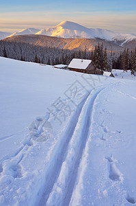 冬季风景和雪上滑雪图片