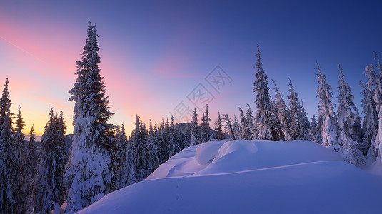 冬季全景喀尔巴阡山脉乌克兰欧洲图片