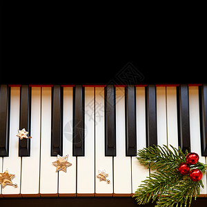 钢琴键上的圣诞枝图片