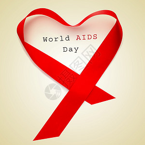 红丝带形成心脏和文字世界艾滋病日图片