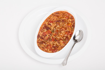 一碗红豆米饭用勺子图片