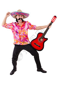 墨西哥男挥舞着吉他图片