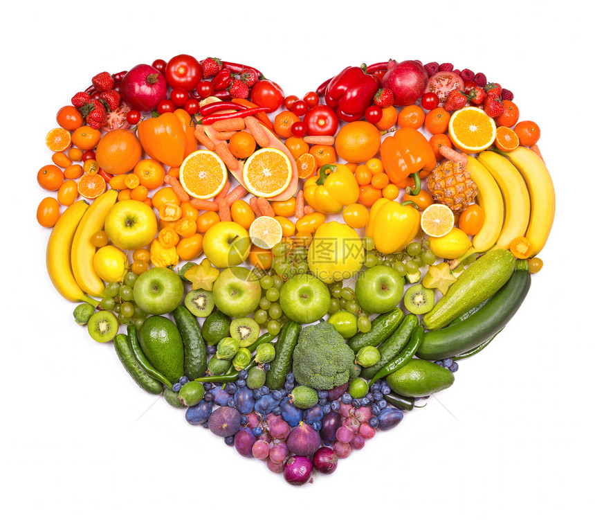水果和蔬菜的彩虹心图片