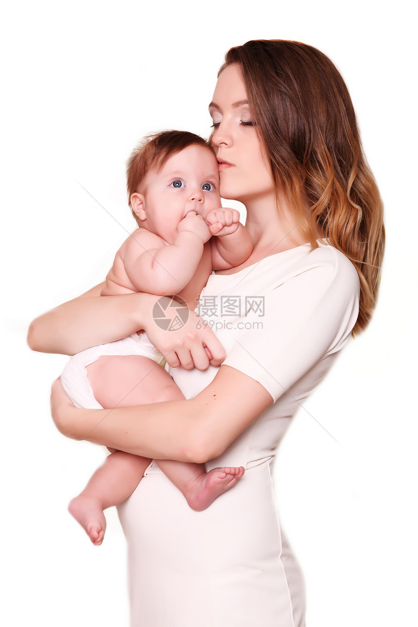 快乐的母亲和婴儿图片