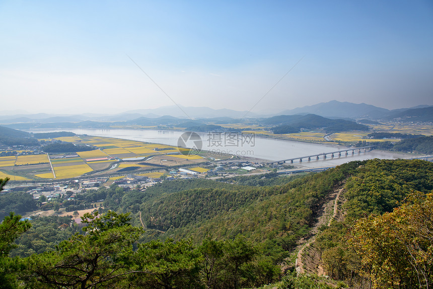 韩国Munsu山要塞的Ganghwa岛和图片