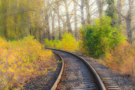 偏远农村秋季风景铁路图片