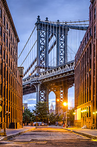 曼哈顿大桥的城市景象从布鲁克林在图片