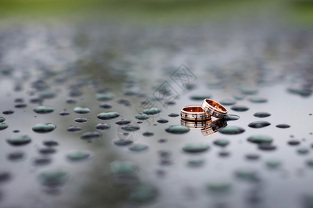 雨中的结婚戒指图片