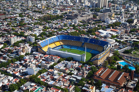 体育场博卡小辈从阿根廷博卡青年体育场布宜诺斯艾利斯的直升机上查看背景