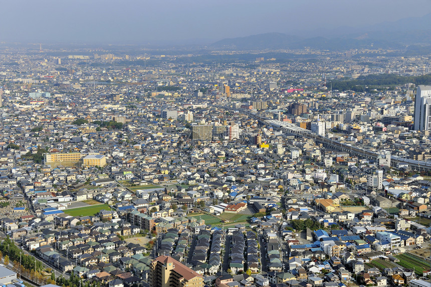 日本大阪郊区鸟瞰图图片