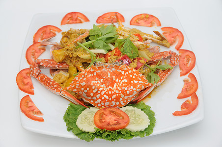 白盘黄咖喱炒蟹图片