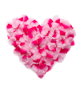 粉红玫瑰花瓣形成心脏图片