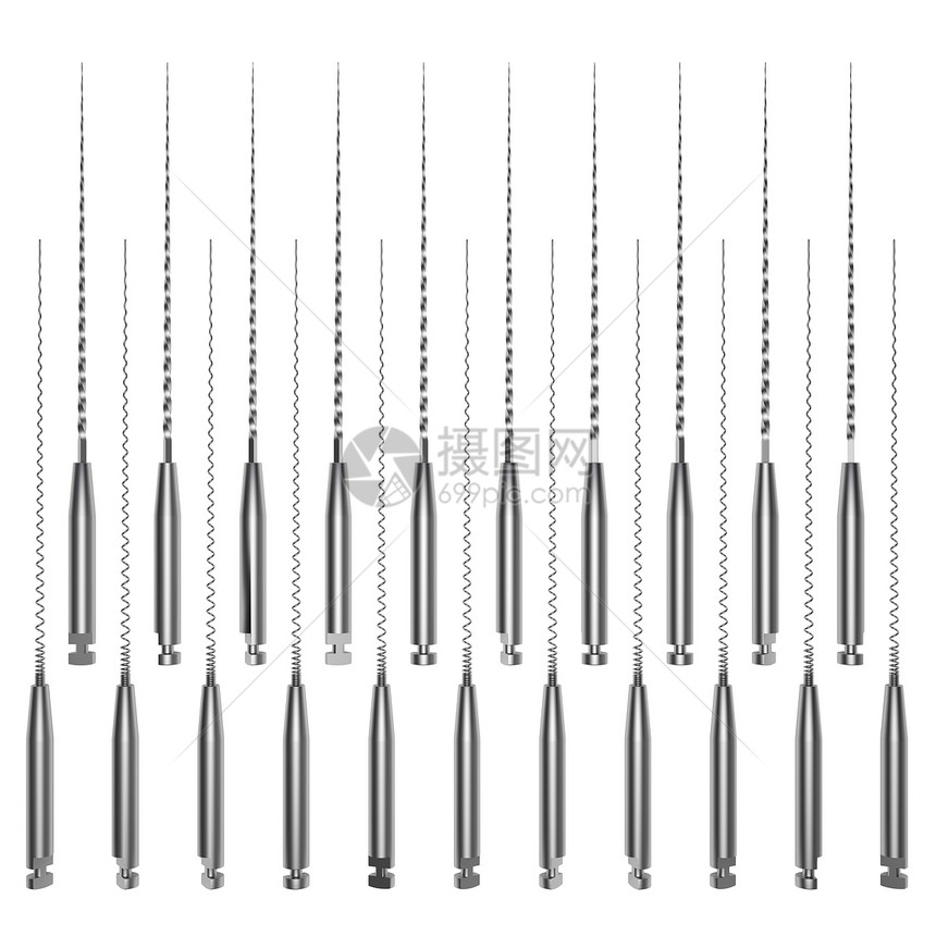 用于孤立白背景的牙科根导管填充器的内碘化工具照片图片